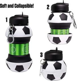 img 1 attached to ⚽️ Maccabi Art Clip-On Collapsible BPA-Free Silicone Soccer Ball Water Bottle: Fun and Convenient Hydration for Kids (18 Oz.)