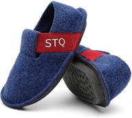 stq kids toddler slippers: warm, lightweight sock shoes in blue - size us 5 logo
