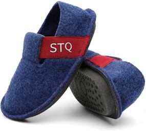 img 4 attached to STQ Kids Toddler Slippers: Warm, Lightweight Sock Shoes in Blue - Size US 5