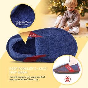 img 1 attached to STQ Kids Toddler Slippers: Warm, Lightweight Sock Shoes in Blue - Size US 5
