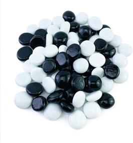 img 2 attached to ROOFOO Fire Glass Gems Halloween Pebble Stones - 0.68 LB - Black & White Flat Marbles for Vase Fillers, Mancala Board Games, Aquariums, Crafts & Fish Bowls