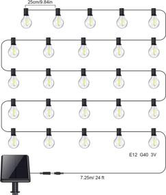 img 3 attached to 🌞 Solar String Lights Outdoor: 25FT Patio Lights Umbrella Lights with 25 LED Shatterproof Bulbs - Solar & USB Charging, 4 Lighting Modes - Waterproof LED String Lights for Garden Yard Porch - Warm White