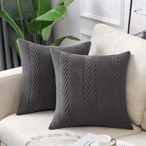 img 4 attached to 🛋️ Grey Throw Pillow Covers 24x24 Set of 2 - Cotton Cable Knit Decoration - Square Pillowcases for Couch Sofa Bedroom Living Room Car - LiBcmlian