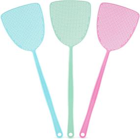 img 4 attached to 3 Pack Heavy Duty Fly Swatters - 17.5-Inch Extra Long Set with Wide Grid Hole Design - Lightweight & Flexible for Indoor & Outdoor Use - Simple Craft (3 Colors)