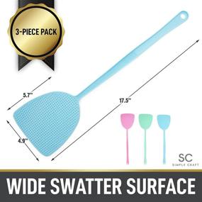 img 2 attached to 3 Pack Heavy Duty Fly Swatters - 17.5-Inch Extra Long Set with Wide Grid Hole Design - Lightweight & Flexible for Indoor & Outdoor Use - Simple Craft (3 Colors)