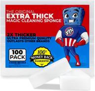 🧽 100-pack extra thick magic cleaning sponges - double thickness eraser sponge - multi-surface cleaner for kitchen, bathroom, furniture, leather, car, steel - just add water - melamine - universal cleaning solution logo