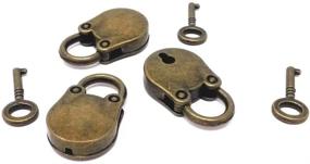 img 3 attached to 🔐 Vintage Antique Style Mini Archaize Padlocks Key Lock Set - Honbay 3pcs with Key