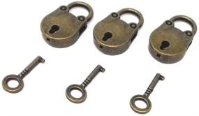 img 4 attached to 🔐 Vintage Antique Style Mini Archaize Padlocks Key Lock Set - Honbay 3pcs with Key