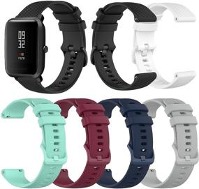 img 4 attached to 📲 Premium 6-Pack Silicone Watch Bands for Veryfitpro Smart Watch ID205 Series - Compatible with ID205, ID205L, ID215G, ID205U, ID205S, ID216 - Quick Release Straps for Men and Women