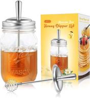 🍯 aieve 2-pack stainless steel honey dippers - mason jar topper with lid for regular mouth mason jars, ball jars, and honey jars (jar not included) logo