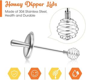 img 2 attached to 🍯 AIEVE 2-Pack Stainless Steel Honey Dippers - Mason Jar Topper with Lid for Regular Mouth Mason Jars, Ball Jars, and Honey Jars (Jar Not Included)