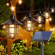 🌼 beau jardin 26 feet outdoor solar string patio lights - vintage cafe bistro style, waterproof, 16 shatterproof led edison bulbs, metal wire cage - ideal for yard, christmas, lantern, party & wedding decorations (black) logo