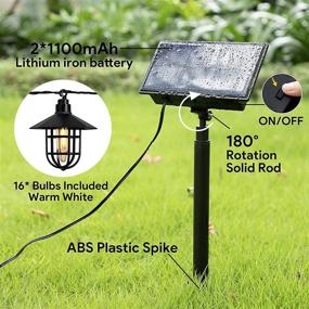 img 3 attached to 🌼 BEAU JARDIN 26 Feet Outdoor Solar String Patio Lights - Vintage Cafe Bistro Style, Waterproof, 16 Shatterproof LED Edison Bulbs, Metal Wire Cage - Ideal for Yard, Christmas, Lantern, Party & Wedding Decorations (Black)