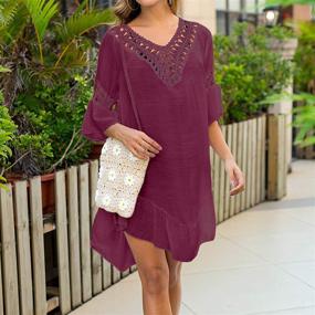 img 2 attached to 👙 Stylish Swimsuit Crochet Chiffon Coverups for Women's Beachwear