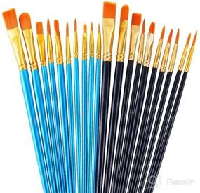 img 6 attached to 🖌️ BOSOBO Paint Brushes Set - 2 Packs of 20 Round Pointed Tip Nylon Hair Artist Acrylic Paint Brushes for Acrylic Oil Watercolor, Face Nail Art, Miniature Detailing & Rock Painting - Black