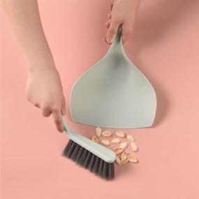 img 1 attached to 🧹 Mini Broom and Dustpan Set - Compact White Household Cleaning Whisk, Small Dustpan and Brush