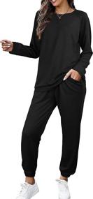 img 2 attached to 👚 Dofaoo Women's Two Piece Sweatsuits Sets - Long Sleeve Crew Neck with Pockets - Enhanced SEO