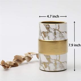 img 1 attached to 🍽️ Aezek Kitchen Utensil Holder (Marble Gold): Large Ceramic Crock for Cooking Countertop - Perfect Wedding, Birthday, or Housewarming Gift! Deep, Stable, and Easy to Clean