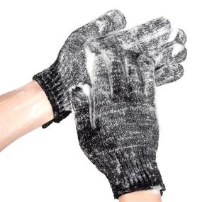 img 4 attached to Bamboo Charcoal Exfoliating Bath Gloves: Spa-Quality, Deep-Cleaning Shower Experience for Removing Dead Skin and Body Scrubs