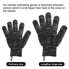 img 2 attached to Bamboo Charcoal Exfoliating Bath Gloves: Spa-Quality, Deep-Cleaning Shower Experience for Removing Dead Skin and Body Scrubs