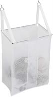 🧺 alyer wall hanging mesh laundry hamper: over the door storage bag with large metal rim opening - white, hardware included logo