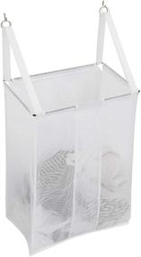 img 4 attached to 🧺 ALYER Wall Hanging Mesh Laundry Hamper: Over The Door Storage Bag with Large Metal Rim Opening - White, Hardware Included