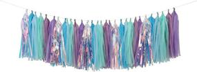 img 1 attached to Fun and Vibrant Mermaid Party Garland Decoration Kit with Tissue Paper Tassels - Pack of 35 (Purple, Lavender, Mint, Blue, Rainbow) A09