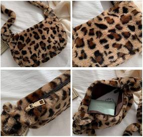 img 1 attached to 🐆 New Leopard Plush Bag for Women: Large Capacity Straddle Bag with Wool, Leisure Single Shoulder Bag