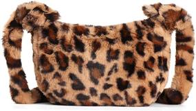 img 4 attached to 🐆 New Leopard Plush Bag for Women: Large Capacity Straddle Bag with Wool, Leisure Single Shoulder Bag