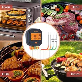 img 1 attached to 🌡️ Inkbird WiFi Grill Meat Thermometer IBBQ-4T: 4 Colored Probes, Wireless BBQ Thermometer with Calibration, Timer, High and Low Temp Alarm for Smoker, Oven, Kitchen, Drum