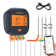 🌡️ inkbird wifi grill meat thermometer ibbq-4t: 4 colored probes, wireless bbq thermometer with calibration, timer, high and low temp alarm for smoker, oven, kitchen, drum logo