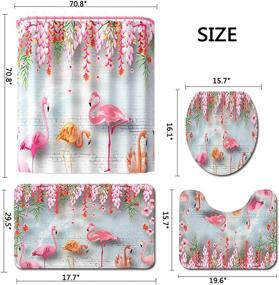 img 1 attached to 🌺 Floral Flamingo Shower Curtain Set: Includes 4 Pcs Flamingo Flower Vine Curtain, Non-Slip Rugs, Toilet Lid Cover, Bath Mat | Durable Waterproof Bathroom Accessories with 12 Hooks