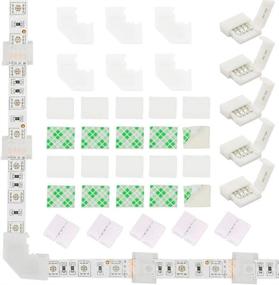 img 4 attached to 💡 Enhance LED Strip Connectivity with the LED Light Strip Connectors Kit: 10mm 4 Pin 5050 RGB LED Strip Connectors, Inclusive of 6 L Shape Connectors, 10 Solderless Light Strip Connectors, and 20 Self-Adhesive Strip Light Mounting Clips