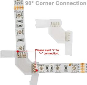 img 3 attached to 💡 Enhance LED Strip Connectivity with the LED Light Strip Connectors Kit: 10mm 4 Pin 5050 RGB LED Strip Connectors, Inclusive of 6 L Shape Connectors, 10 Solderless Light Strip Connectors, and 20 Self-Adhesive Strip Light Mounting Clips