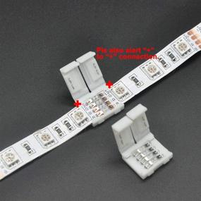 img 1 attached to 💡 Enhance LED Strip Connectivity with the LED Light Strip Connectors Kit: 10mm 4 Pin 5050 RGB LED Strip Connectors, Inclusive of 6 L Shape Connectors, 10 Solderless Light Strip Connectors, and 20 Self-Adhesive Strip Light Mounting Clips