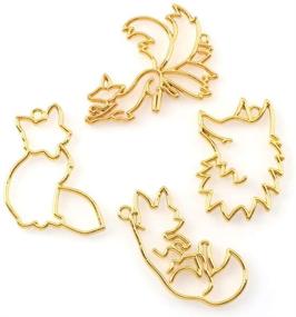 img 1 attached to 🦊 8pcs Animal Wolf Fox Shape Open Back Bezel Pendants Charms with Loop for DIY Jewelry Making Crafts