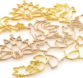 img 2 attached to 🦊 8pcs Animal Wolf Fox Shape Open Back Bezel Pendants Charms with Loop for DIY Jewelry Making Crafts