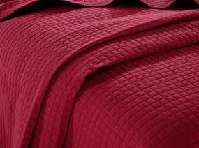 img 2 attached to Queen Burgundy Solid Color Quilted Bedspread Coverlet Set with 2 Shams – Breathable & Overfilled Bed-Cover for Homes, Hotels, Rentals – Premium Polyester Filling – 120 GSM - 5.11 lbs