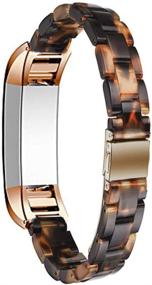 img 3 attached to 🌹 Ayeger Resin Band: Stylish Rose Gold Buckle Wristband for Fitbit Alta/Alta HR/Ace Smart Watch Fitness (Tortoise Resin)