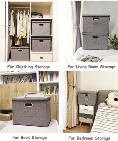 img 3 attached to 2-Pack Foldable Storage Bins with Lids and Metal Handle – Large-Capacity Organizer for Living Room, Bedroom, Nursery, Closet, Dorm or Office