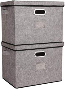 img 4 attached to 2-Pack Foldable Storage Bins with Lids and Metal Handle – Large-Capacity Organizer for Living Room, Bedroom, Nursery, Closet, Dorm or Office