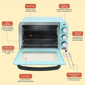 img 1 attached to 🍕 Retro Countertop Toaster Oven with Temperature Control & Adjustable 60-Minute Timer - Elite Gourmet, 1300W, Bake, Broil, Toast, Fits 12” Pizza, 6 Slice, Mint Blue