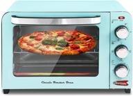 🍕 retro countertop toaster oven with temperature control & adjustable 60-minute timer - elite gourmet, 1300w, bake, broil, toast, fits 12” pizza, 6 slice, mint blue логотип