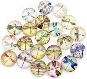 img 2 attached to 🐉 Dragonfly Glass Dome Cabochon Settings - 20pcs 25mm Round Flat Back Handmade Image Photo Glass Cabochons for Jewelry and Pendant Making