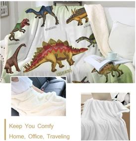 img 2 attached to 🦖 Sleepwish Dinosaur Fleece Blanket: Ultra Soft Sherpa Throw for Bed, Couch, Sofa (60" x 80")