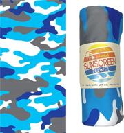 luv bug company high-performance upf 50+ sunscreen towel with hood in blue camo logo