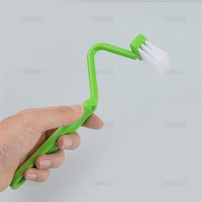 img 2 attached to 🚽 4 Pack Curved Toilet Brush: V Type Plastic Toilet Corner Rim Cleaning Brush