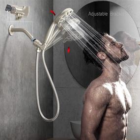 img 2 attached to 🚿 Egretshower High Pressure Handheld Shower Head - 6 Spray Settings, Detachable 4.3" Rain Showerhead with Long Stainless Steel Hose, Adjustable Bracket - Brushed Nickel