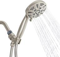 🚿 egretshower high pressure handheld shower head - 6 spray settings, detachable 4.3" rain showerhead with long stainless steel hose, adjustable bracket - brushed nickel logo