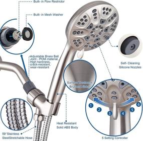 img 1 attached to 🚿 Egretshower High Pressure Handheld Shower Head - 6 Spray Settings, Detachable 4.3" Rain Showerhead with Long Stainless Steel Hose, Adjustable Bracket - Brushed Nickel